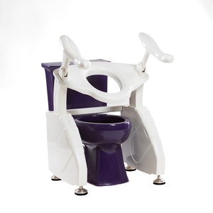 A toilet lift installed on a toilet