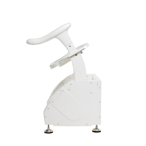 Toilet lift in the full, upright positions