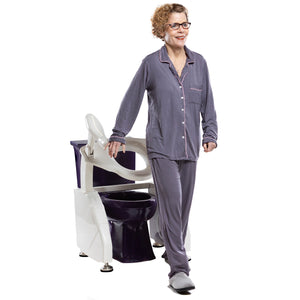 Dignity Lifts Toilet Lift fully raised woman walking