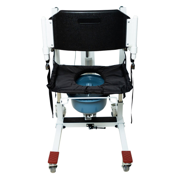 toilet lift for patient handling by Dignity Lifts with commode bucket