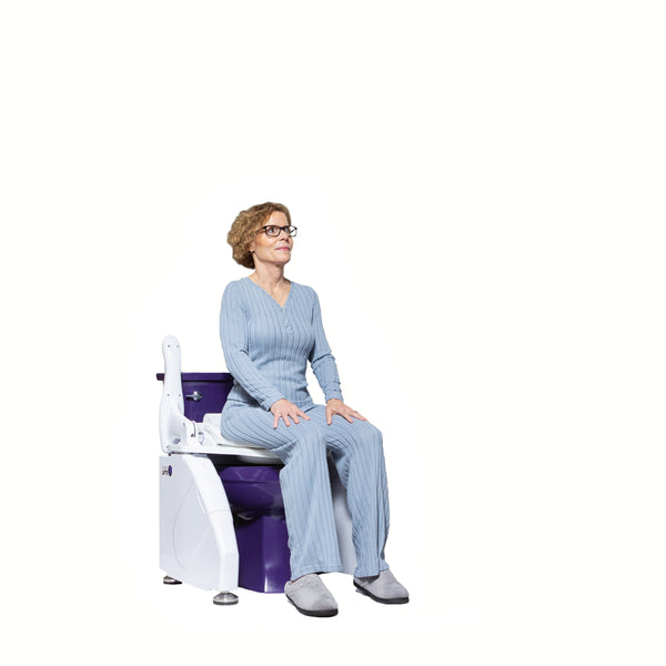 Bidet Toilet Lift by Dignity Lifts Being Used flip up arms