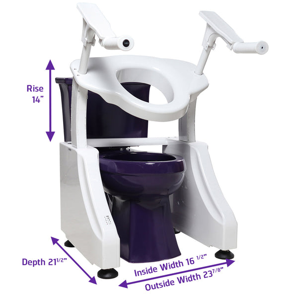Dignity Lifts deluxe toilet lift with dimensions